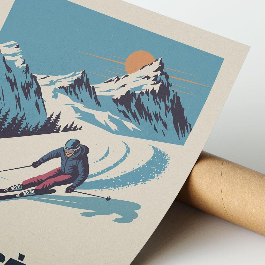 a person riding skis down a snow covered slope