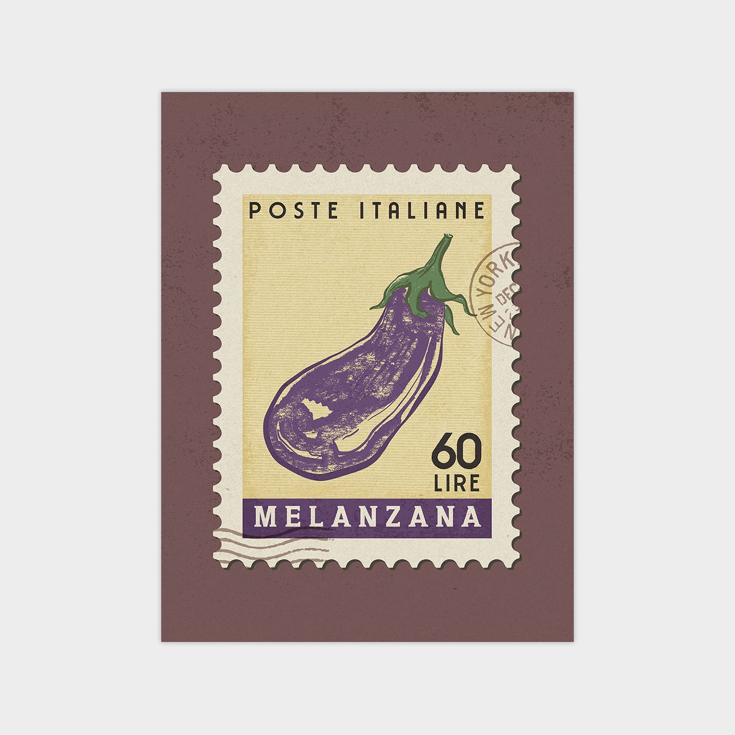 a stamp with a picture of a purple eggplant