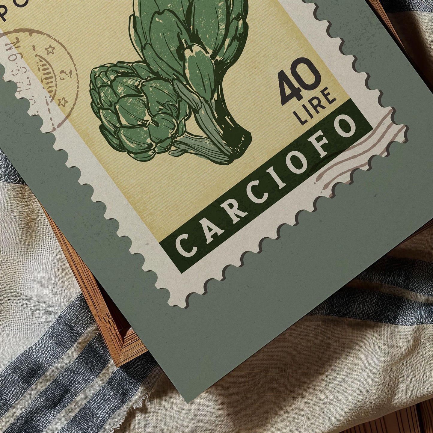 a stamp with a picture of a cauliflower on it