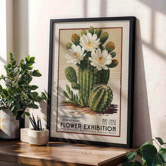 a picture of a cactus with white flowers