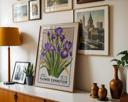 a picture of a flower exhibition hanging on a wall