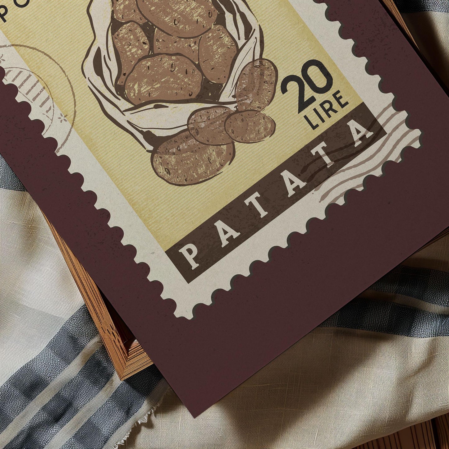 a stamp with a picture of a bowl of potatoes