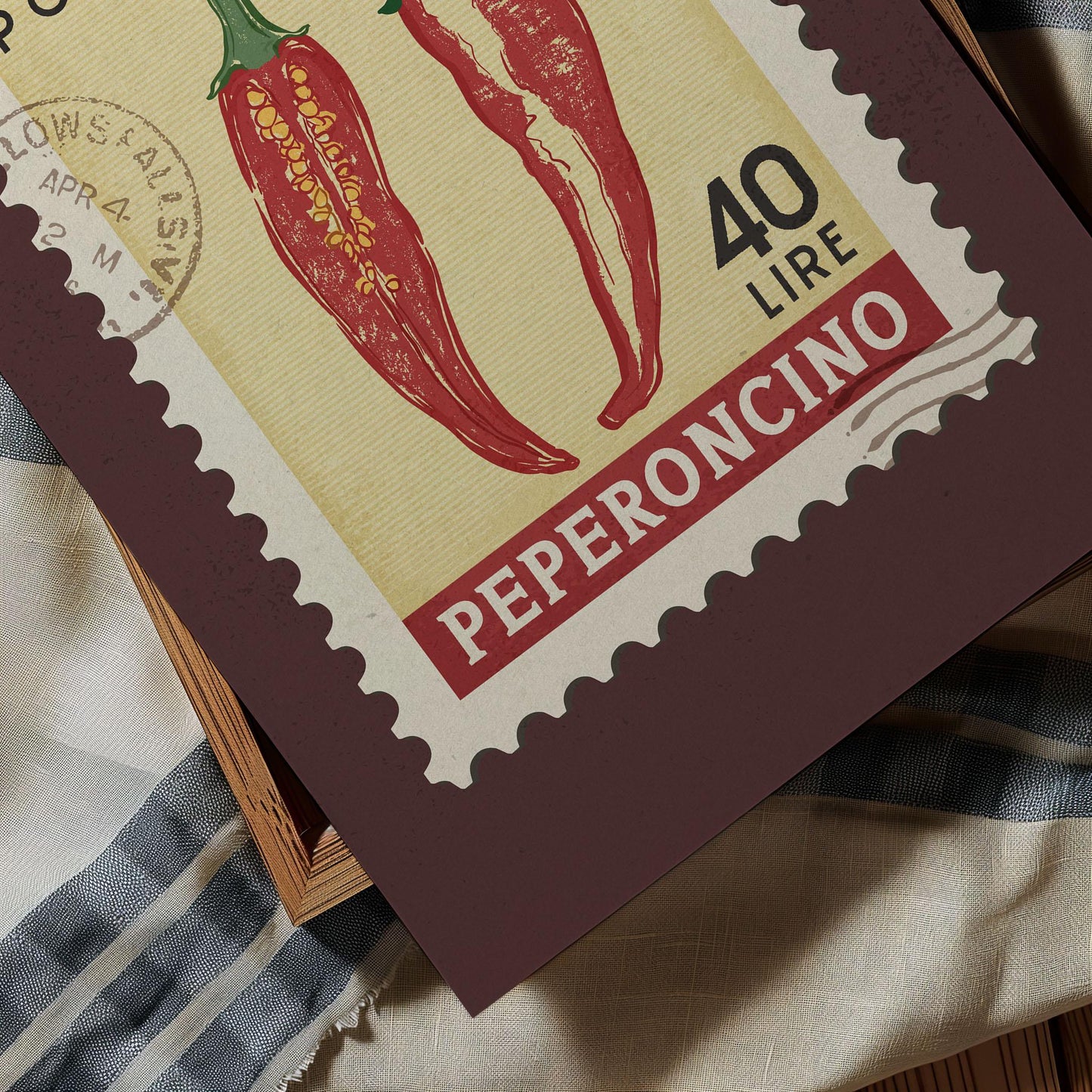 a stamp with a chili pepper on it