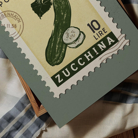 a stamp with a picture of a cucumber on it