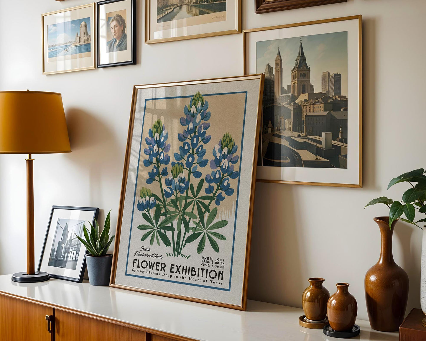 a picture of a flower exhibition hanging on a wall