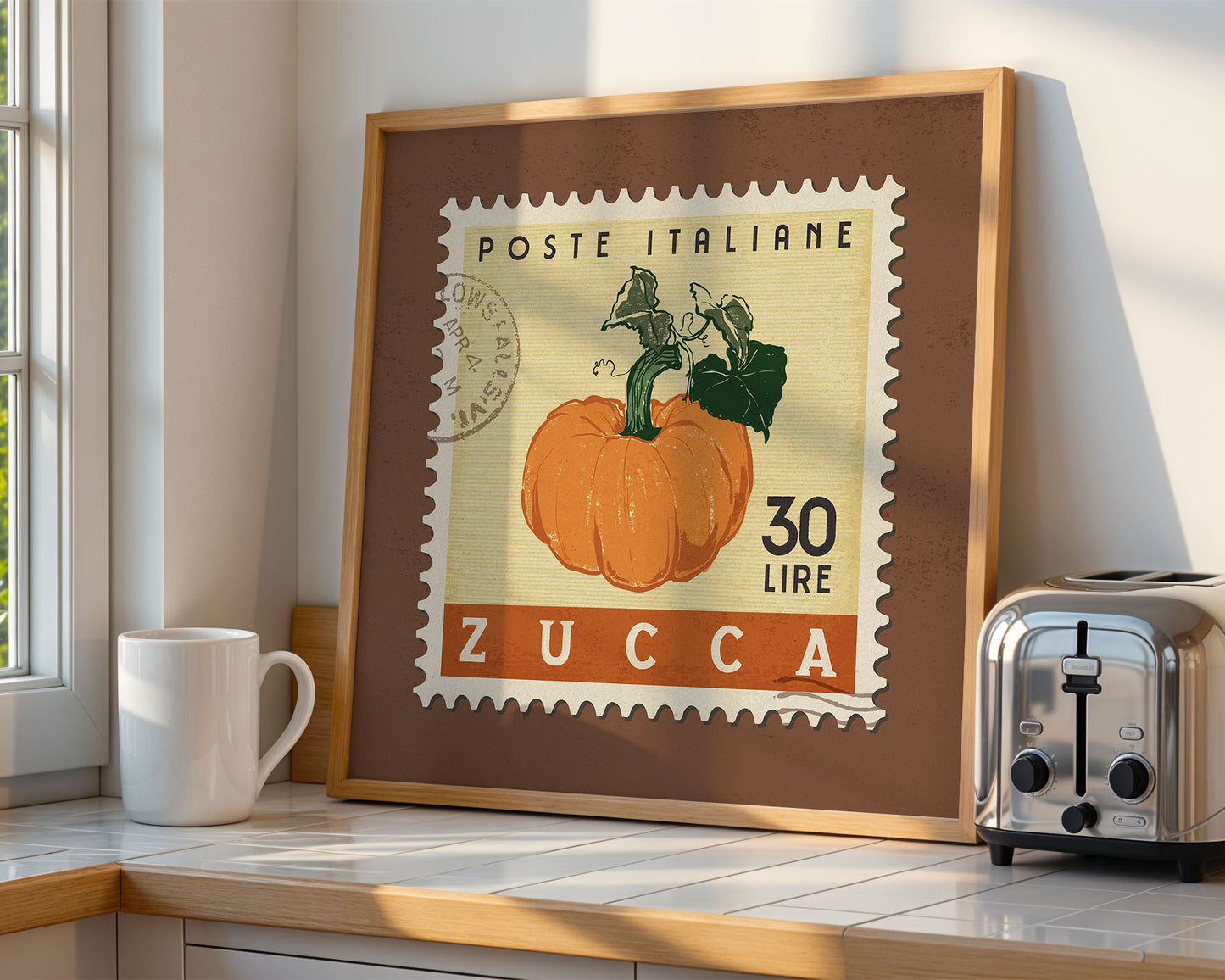 a stamp with a picture of a pumpkin on it
