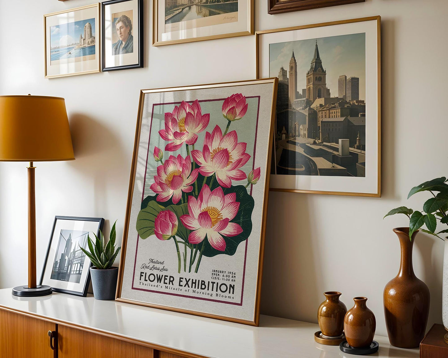 a picture of a bunch of flowers on a shelf