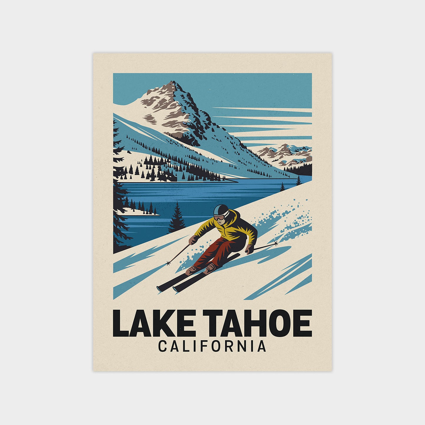 a poster of a skier skiing down a mountain
