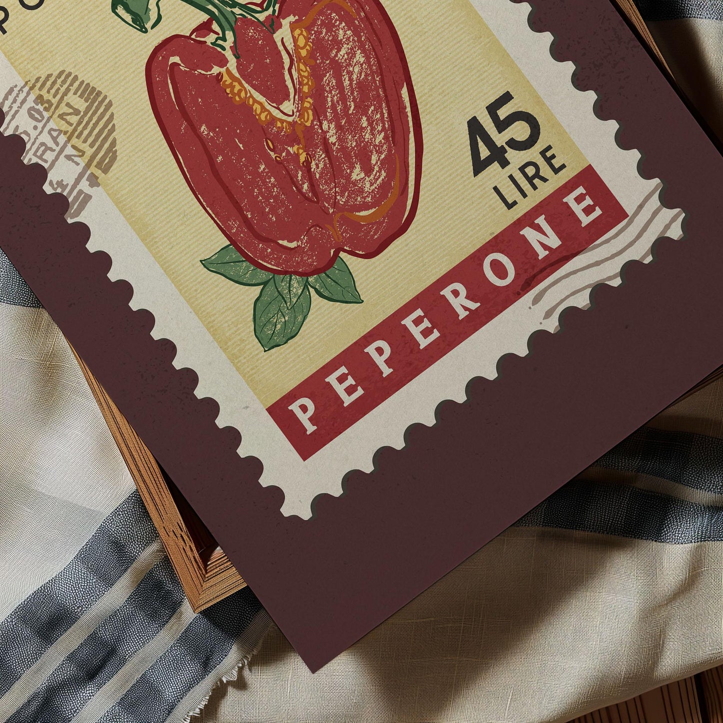 a stamp with a picture of a pepper on it