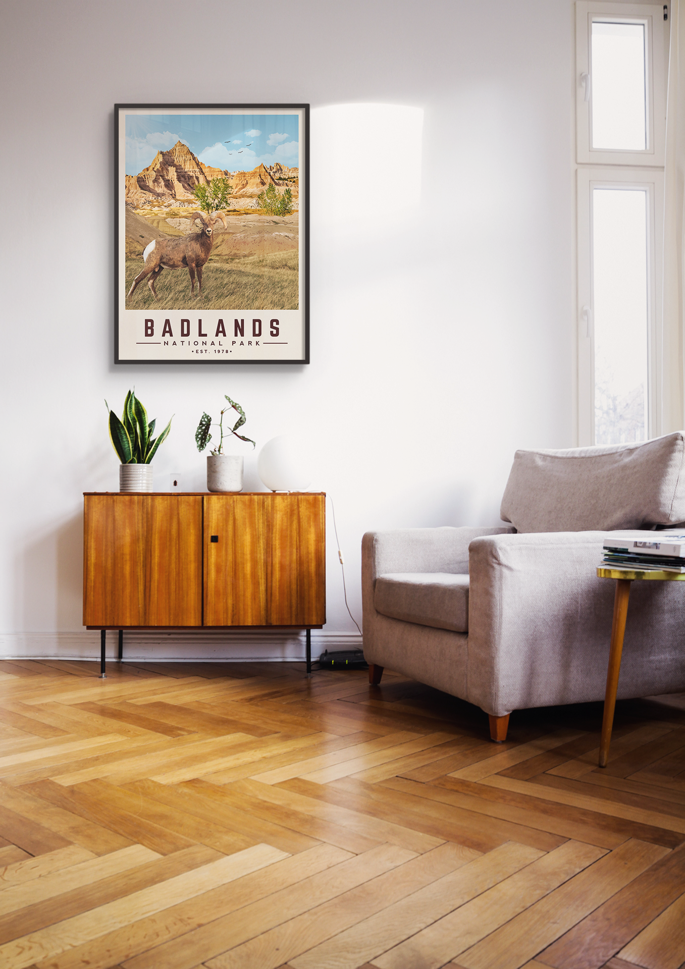 Badlands Minimalist National Park Poster