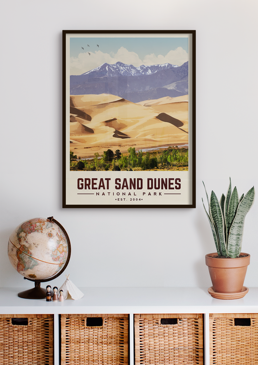 Great Sand Dunes Minimalist National Park Poster