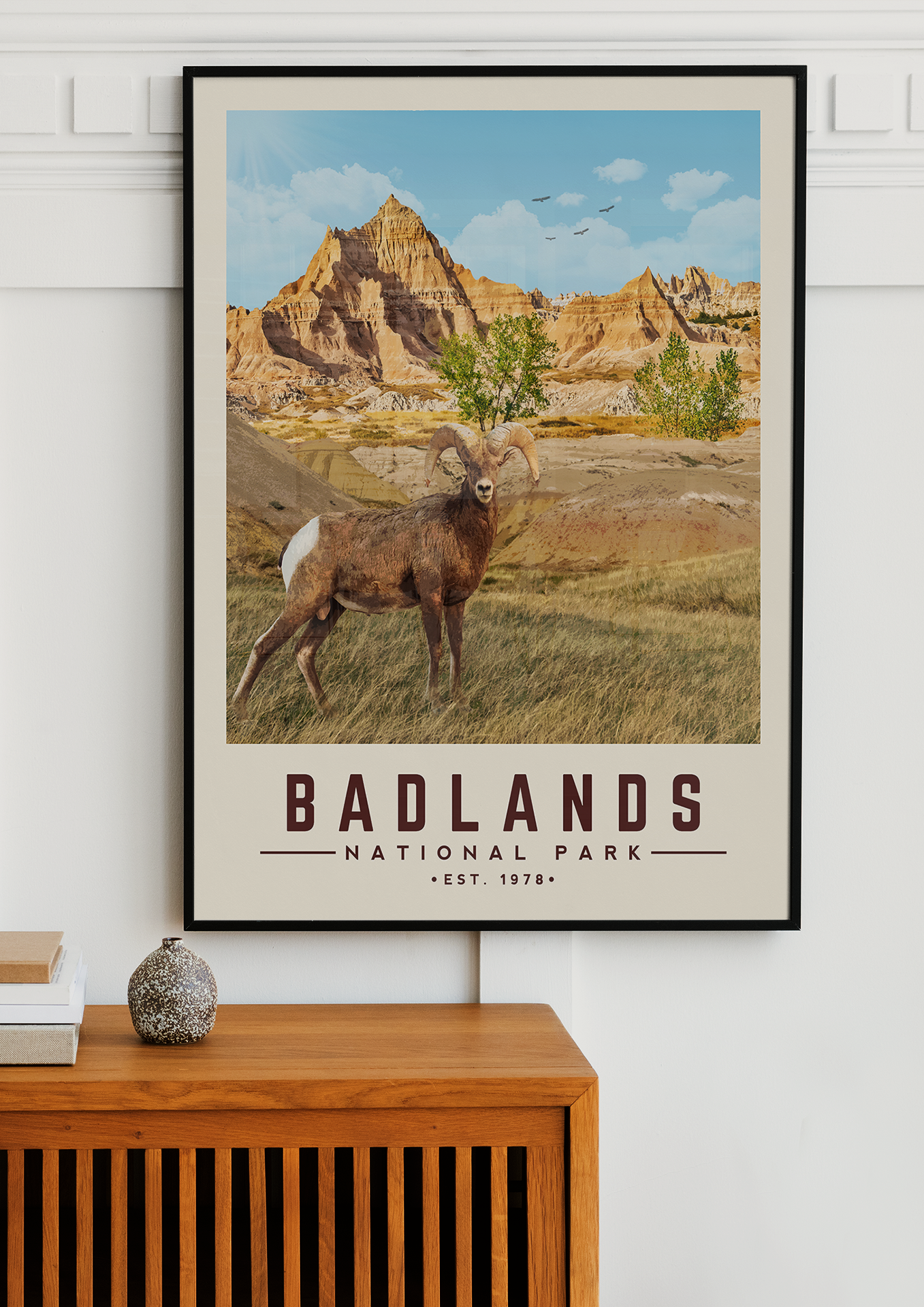 Badlands Minimalist National Park Poster