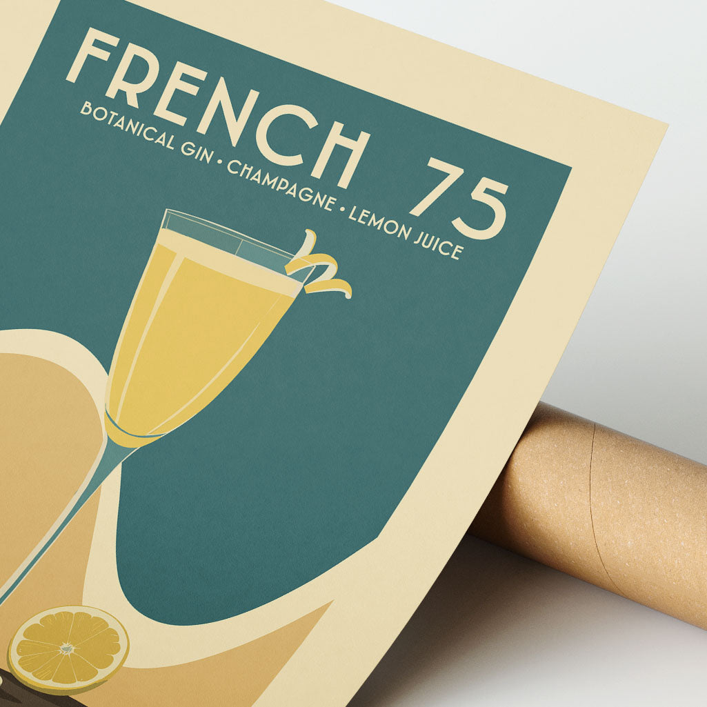French 75 - Vintage Cocktail Poster