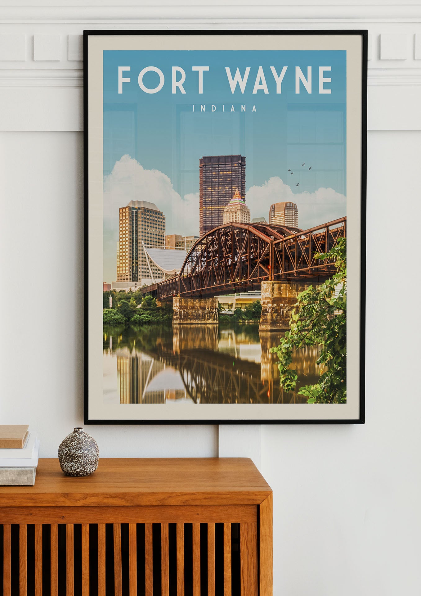 Fort Wayne, Indiana - Vintage Travel Print - Vintaprints