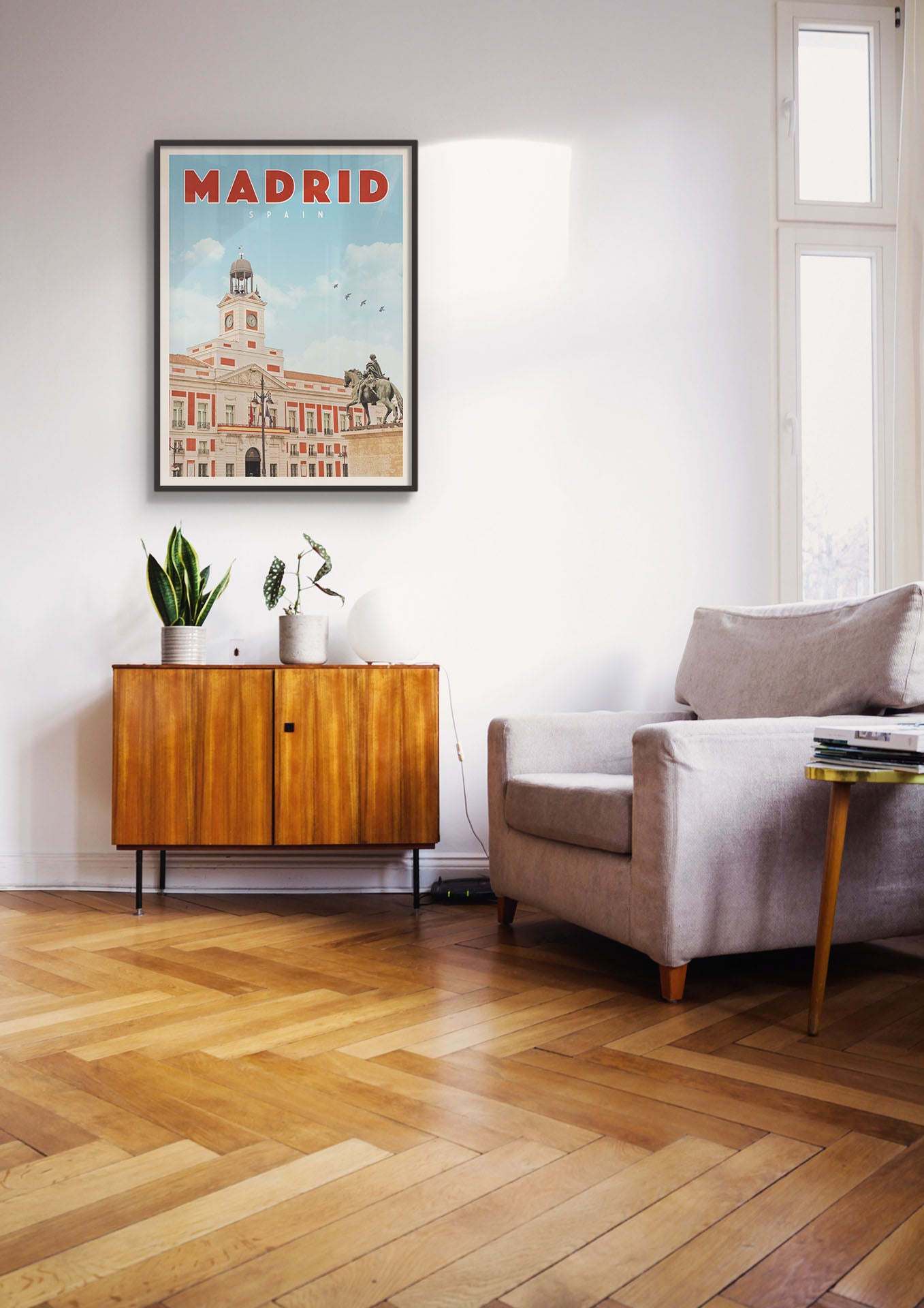 Puerta Del Sol Madrid, Spain - Vintage Travel Poster