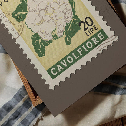 a stamp with a picture of a cauliflower on it