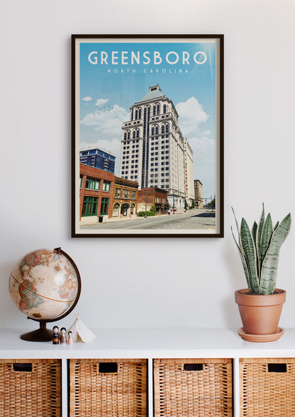 Greenboro, North Carolina - Vintage Travel Poster