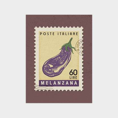 a stamp with a picture of a purple eggplant