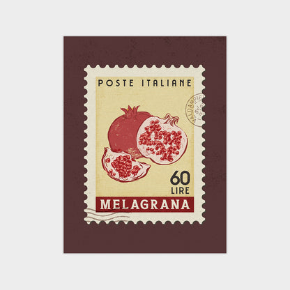 A postage stamp from Melagrana, Italy, depicting pomegranates.