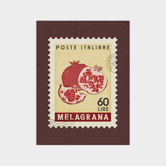 A postage stamp from Melagrana, Italy, depicting pomegranates.