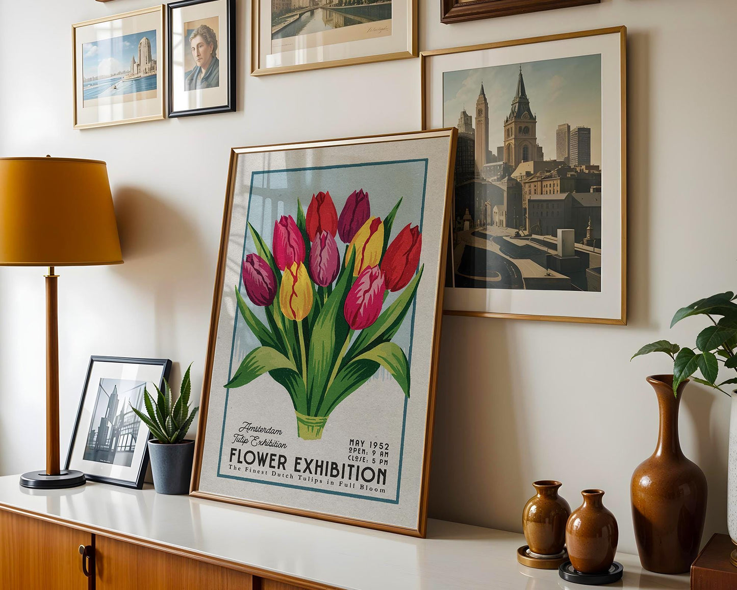 a picture of a bunch of flowers on a shelf