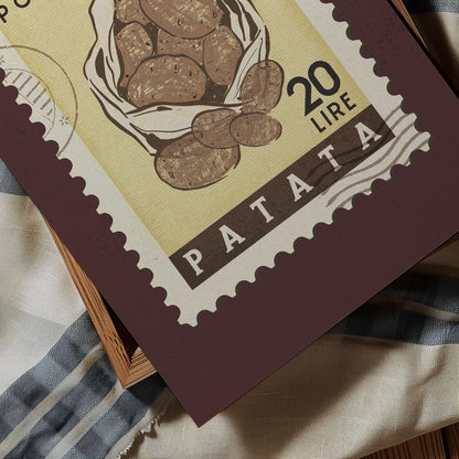 a stamp with a picture of a bowl of potatoes