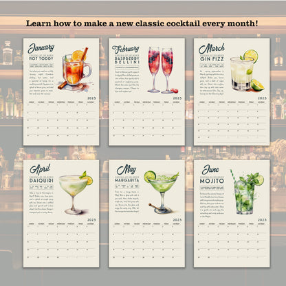 a set of four calendars with drinks on them