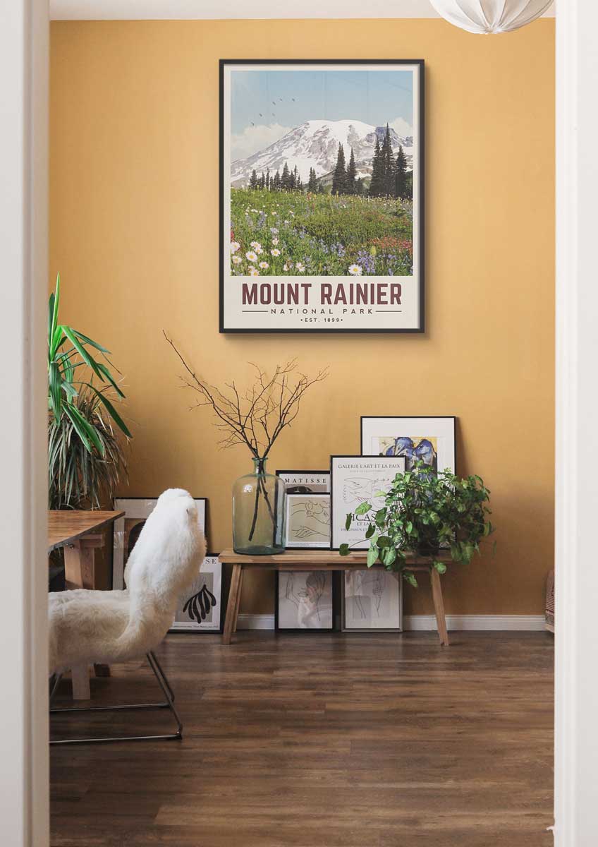 Mount Rainier Minimalist National Park Poster