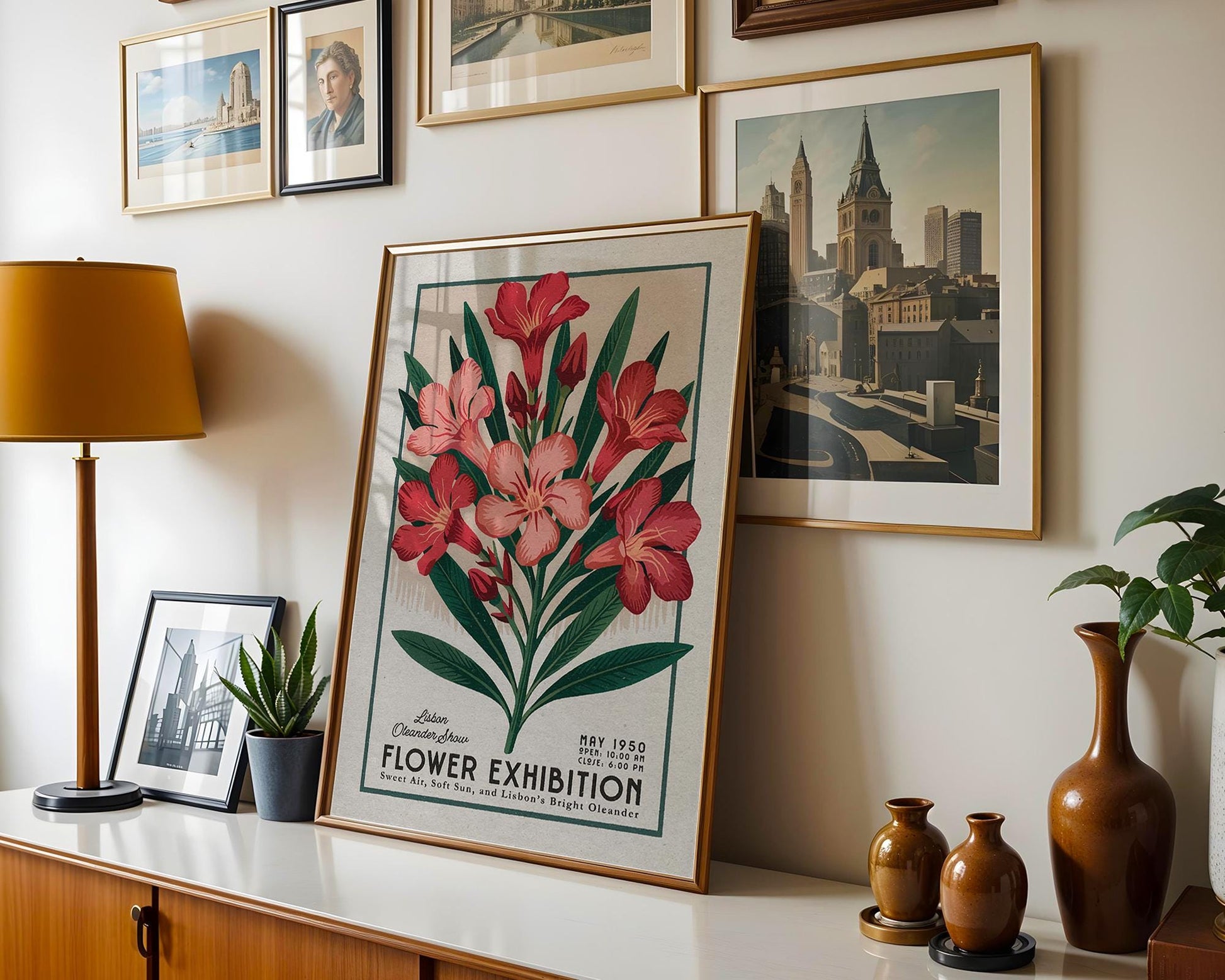 a picture of a flower exhibition hanging on a wall