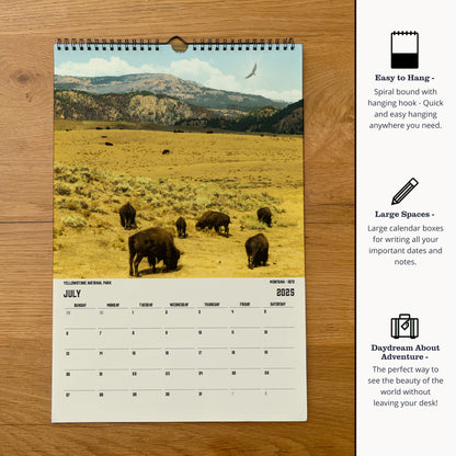 a calendar with an image of a herd of animals