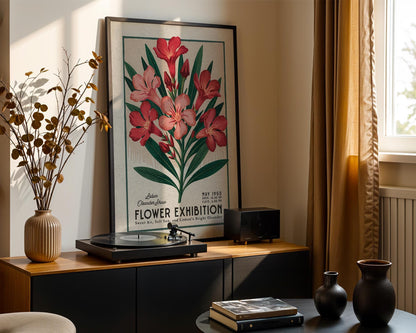 a picture of a flower exhibition hanging on a wall