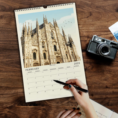 a calendar with a picture of a cathedral on it