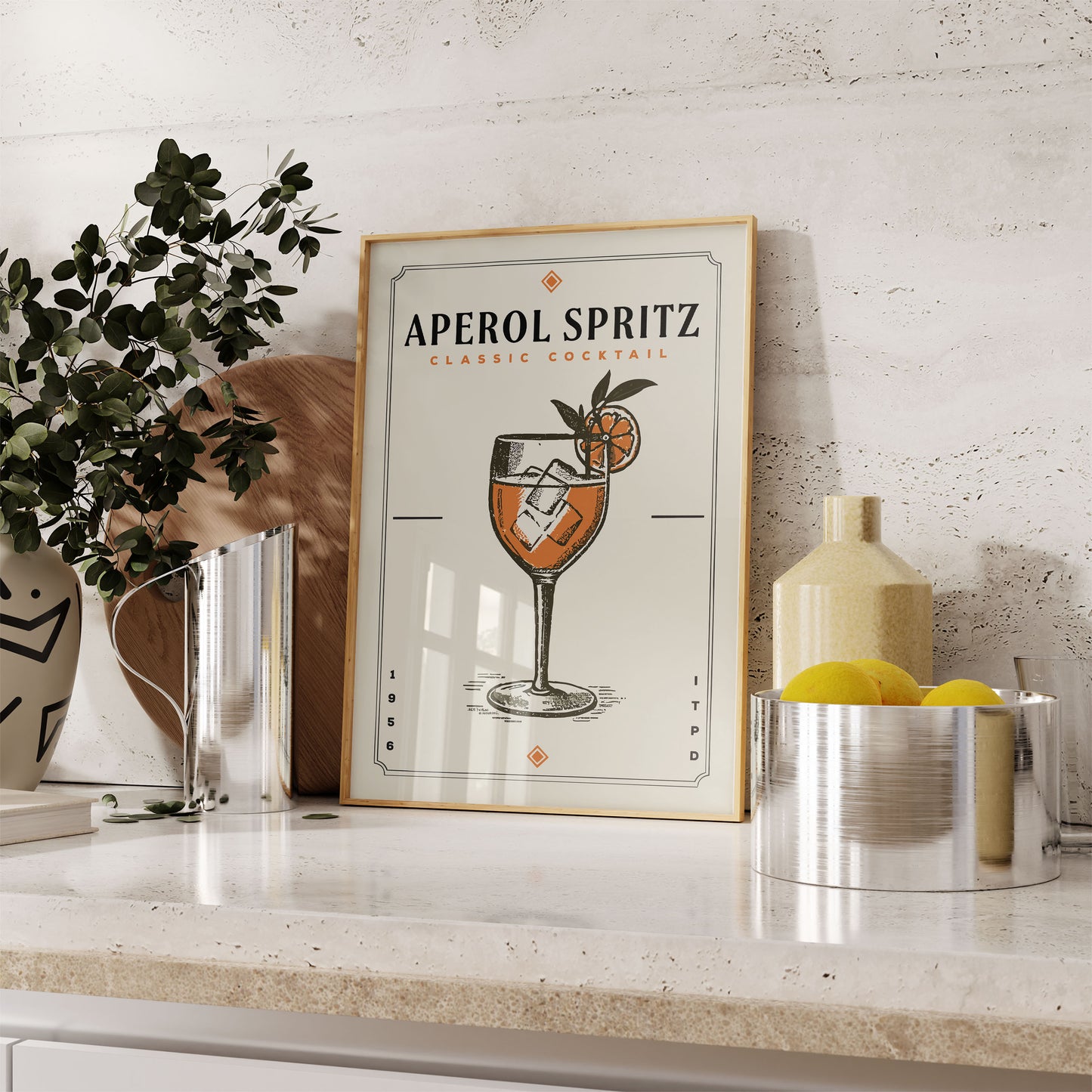 Aperol Spritz - Minimalist Cocktail Bar Art