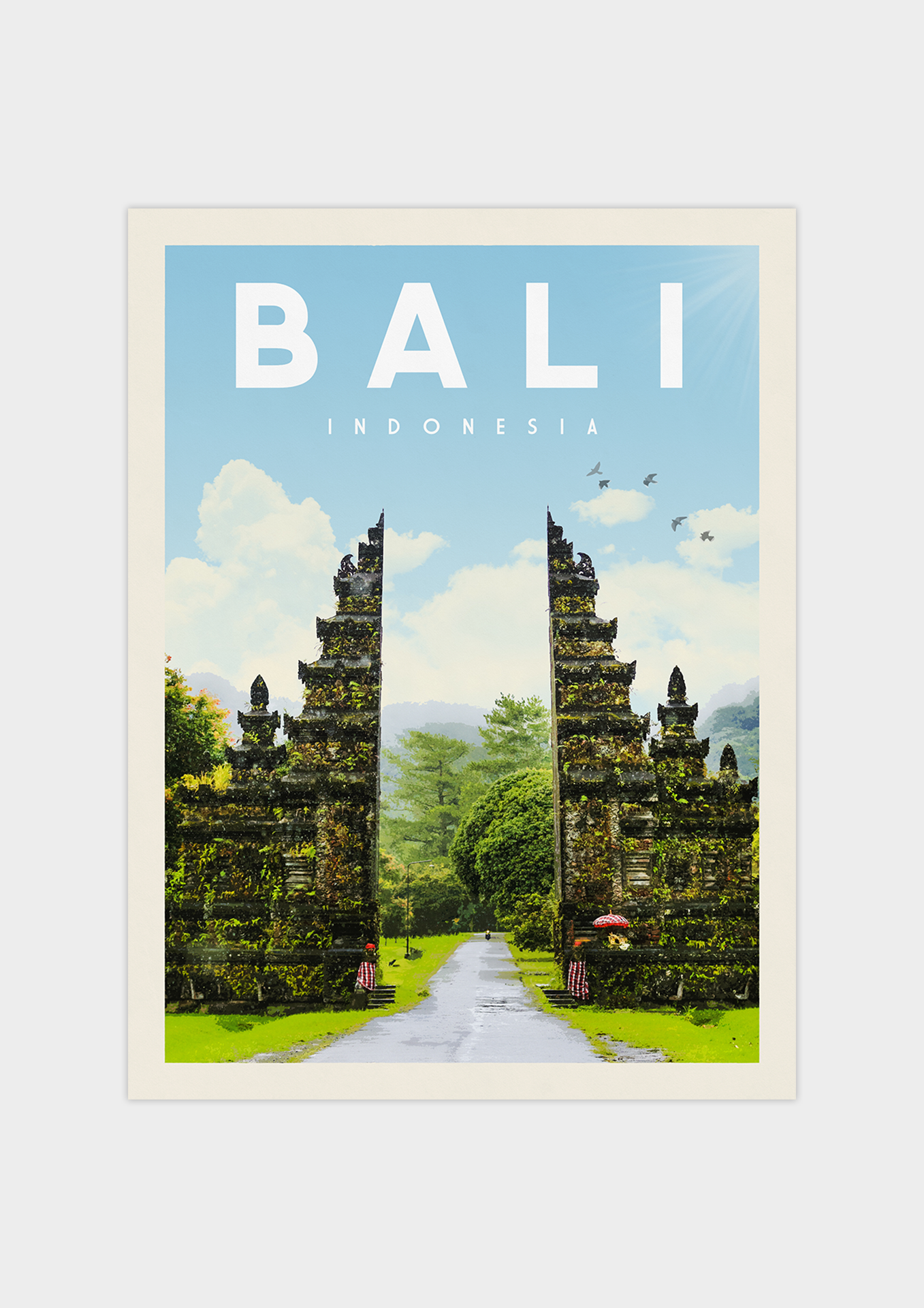 Bali, Indonesia - Vintage Travel Print