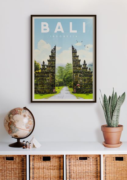 Bali, Indonesia - Vintage Travel Print