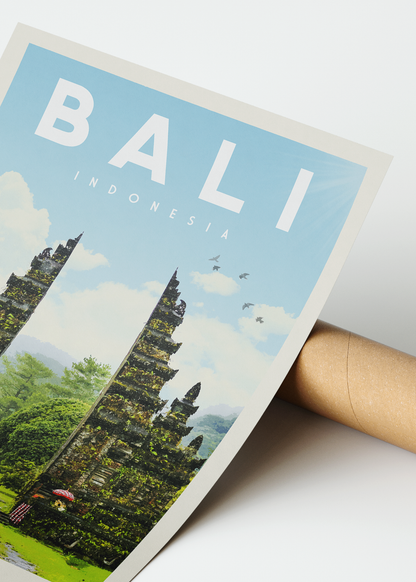 Bali, Indonesia - Vintage Travel Print