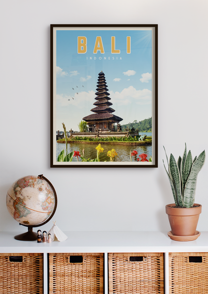 Bali, Indonesia - Vintage Travel Print