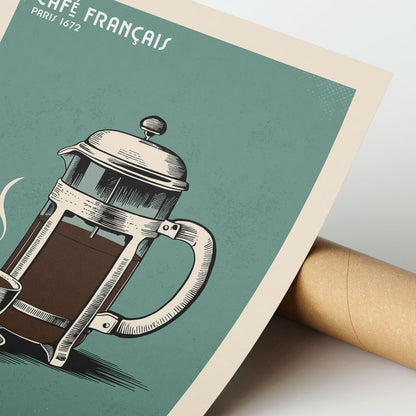 French Press Sketch - Vintage Coffee Poster