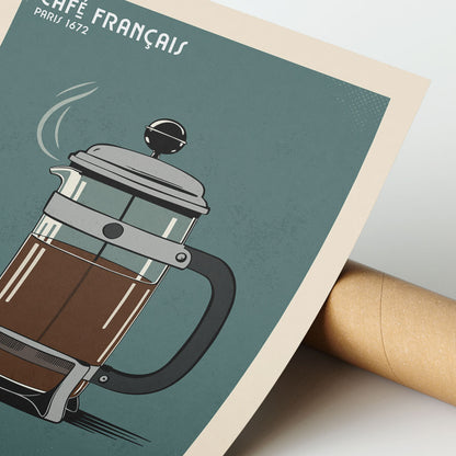 French Press - Vintage Coffee Poster