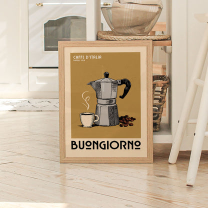 Italian Coffee Maker Sketch - Vintage Coffee Poster