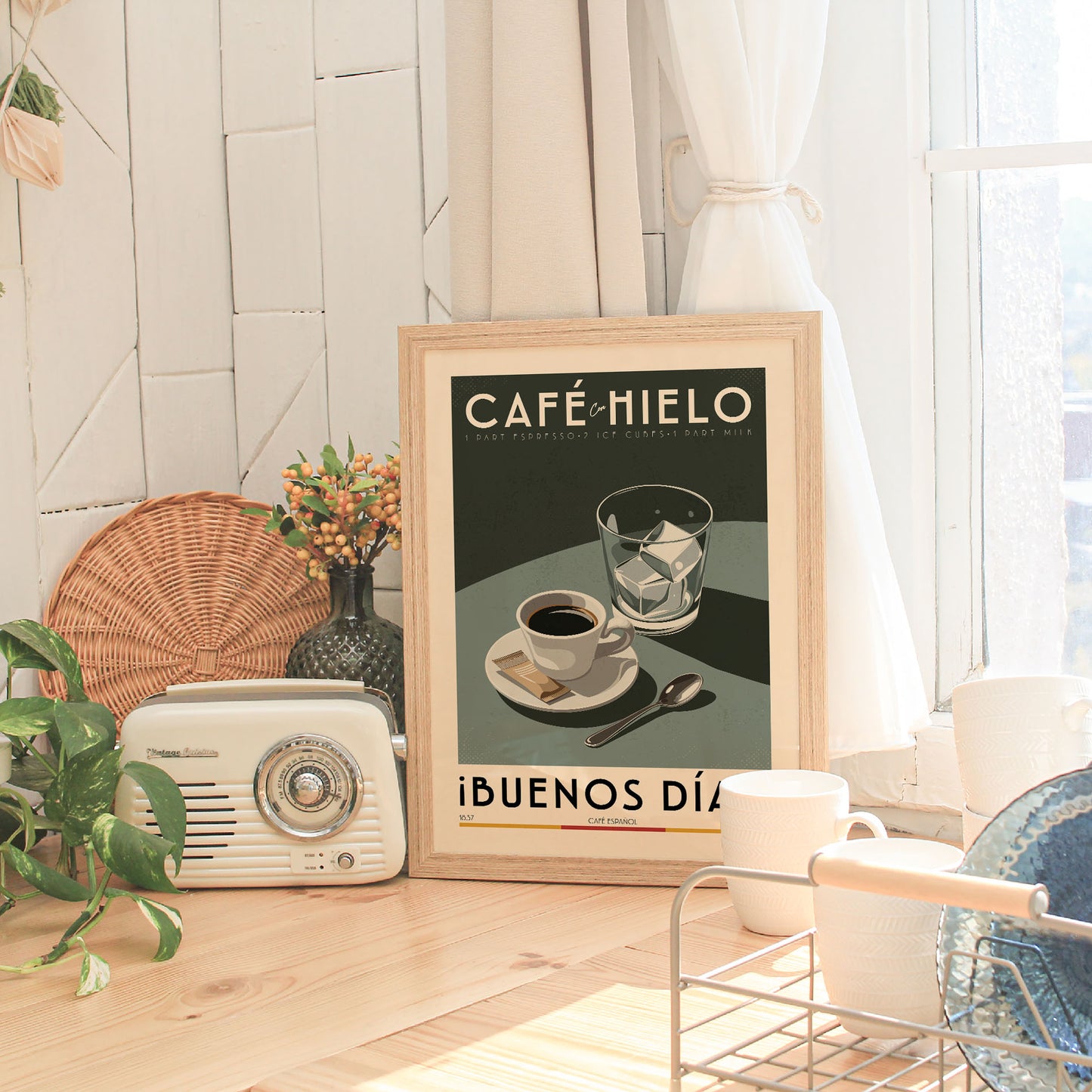 Café Con Hielo - Vintage Coffee Poster