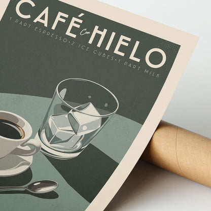 Café Con Hielo - Vintage Coffee Poster