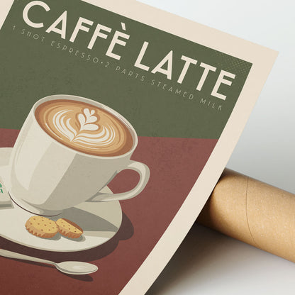 Caffe Latte - Vintage Coffee Poster