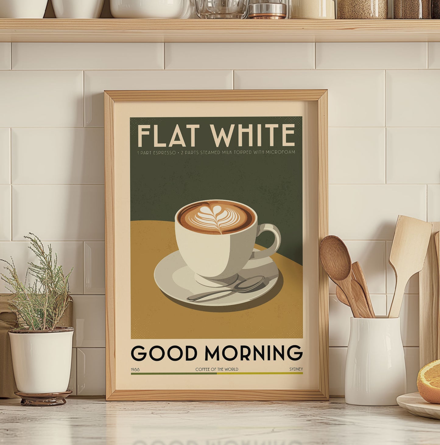 Flat white - Vintage Coffee Poster