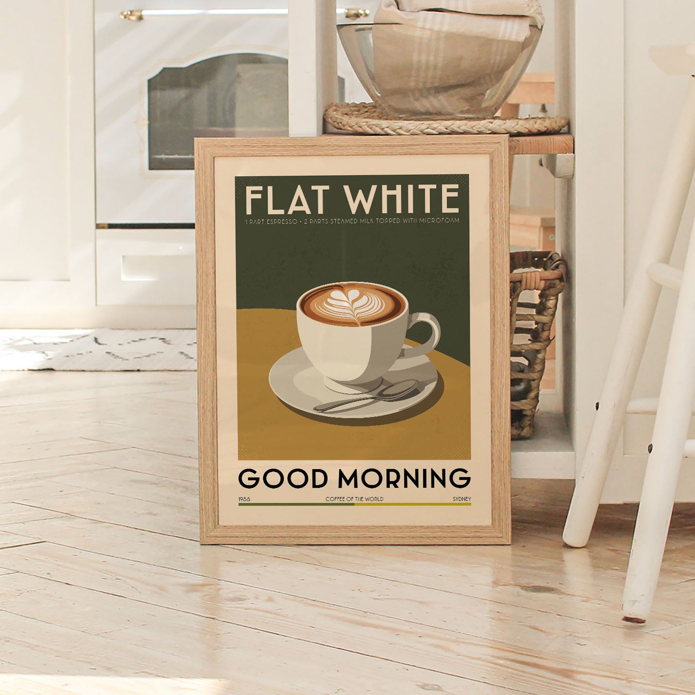 Flat white - Vintage Coffee Poster