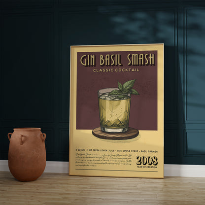 Gin Basil Smash - Classic Cocktail Poster