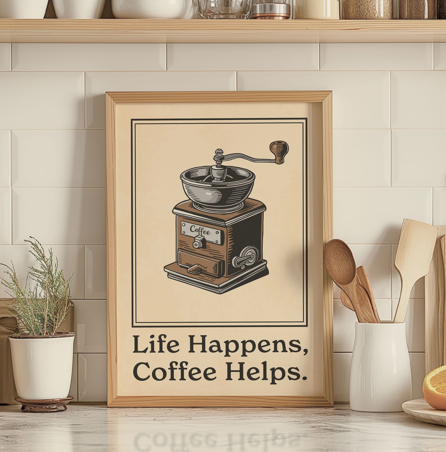 Life Happens, Coffee Helps - Vintage Coffee Poster