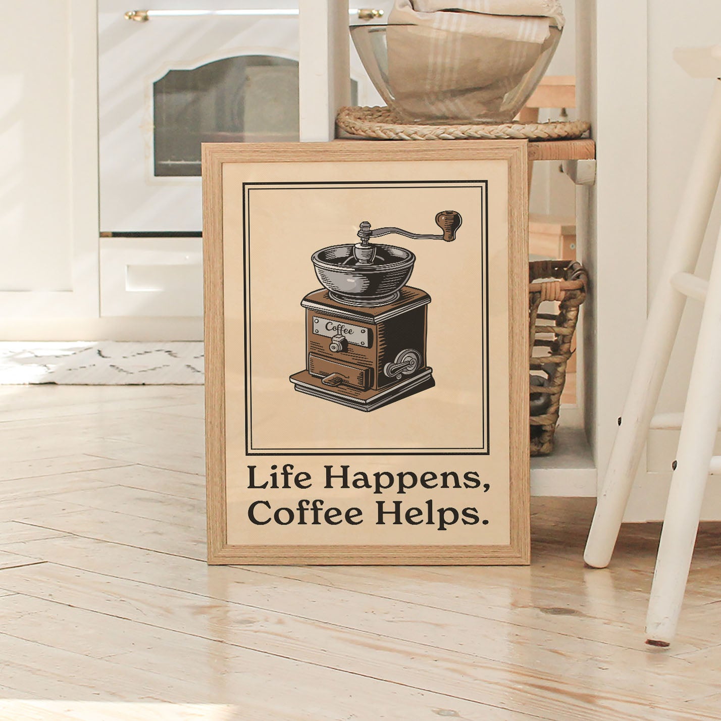 Life Happens, Coffee Helps - Vintage Coffee Poster