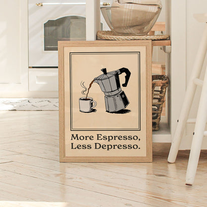 More Espresso, Less Depresso - Vintage Coffee Poster