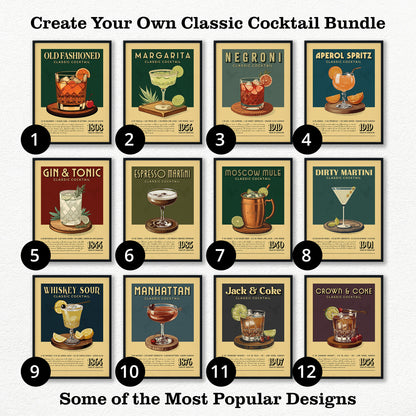 12 A3 Size Unframed Cocktail Prints